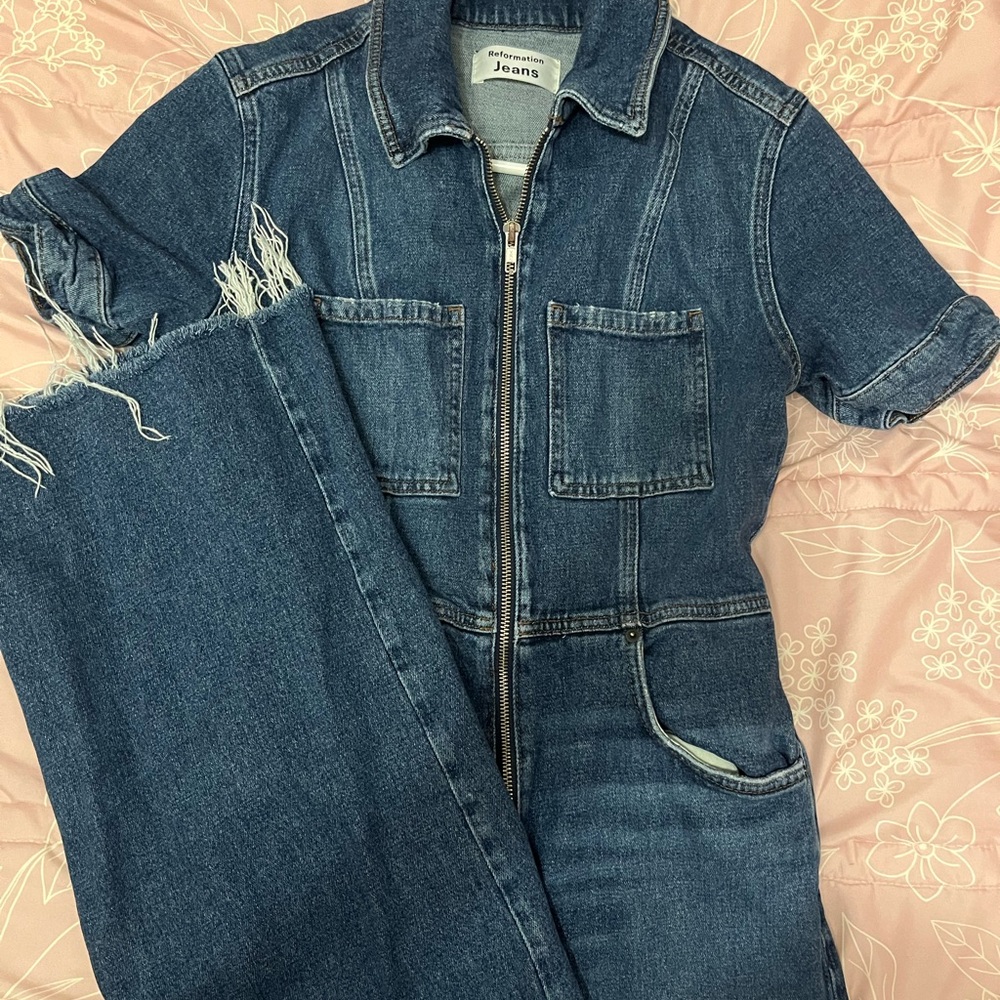 Reformation Georgia Denim Jumpsuit